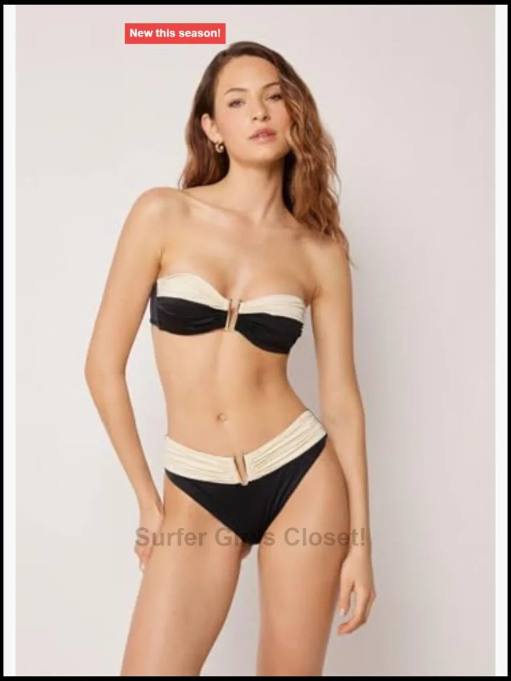 Bandeau Swimsuit Top Elegant Bicolor Lightly Padded